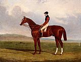 Chestnut Canvas Paintings - Elis, A Chestnut Racehorse With John Day Up Waering The Colours Of Lord Lichfield, A Racehorse Beynd